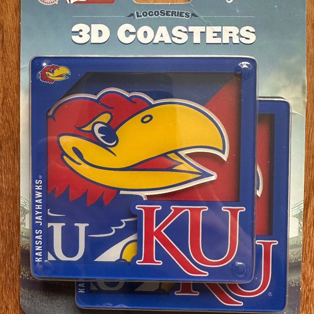 KU Kansas Jayhawks 3D Logo Series 2 Pack Coaster